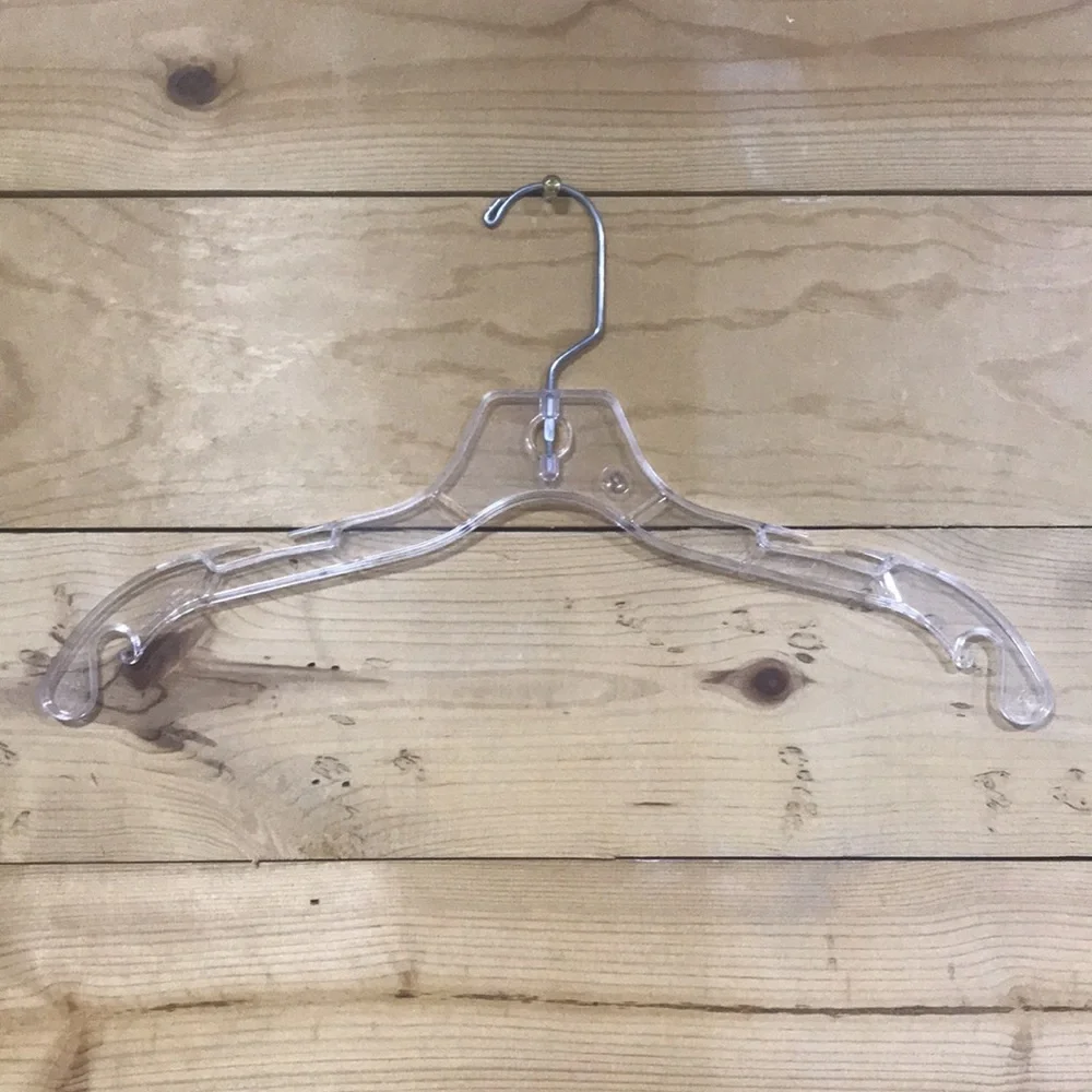 STORE CLOSING Lot of 25 good quality clear plastic hangers with strap notches